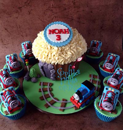 Thomas the tank inspired giant cupcake - Cake by Sophia Mya Cupcakes (Nanvah Nina Michael)