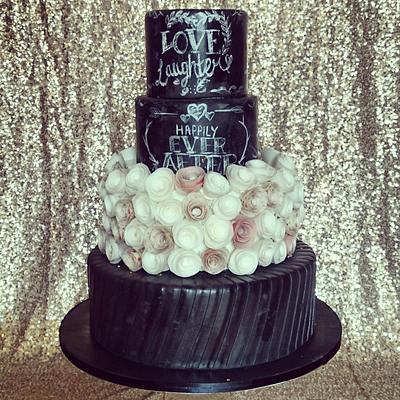 Chalkboard and wafer paper wedding cake - Cake by Divine Bakes