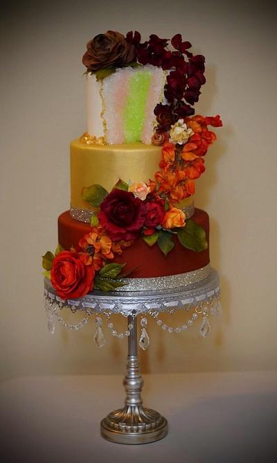 Fall Geode and Floral Cake  - Cake by Sweet Delights By Krystal 