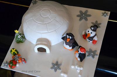 igloo penguin cake - Cake by giveandcake