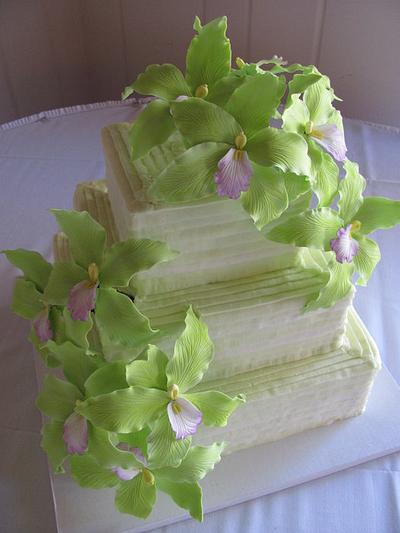 Green Orchid Pleated cake - Cake by Jennifer Watson