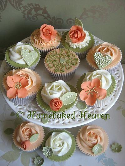  Wedding cupcake samples in vibrant olive green & warm orange hues - Cake by Amanda Earl Cake Design