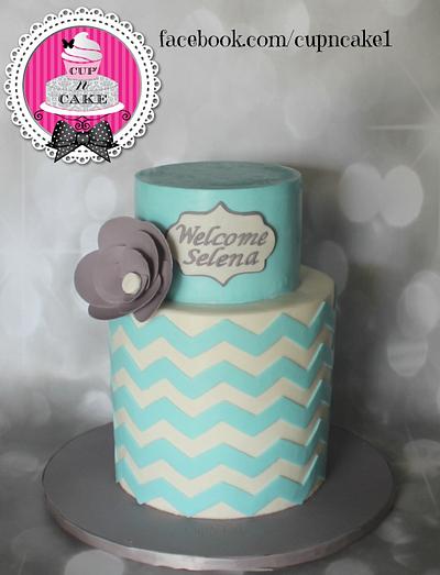Chevron baby shower cake - Cake by Danielle Lechuga