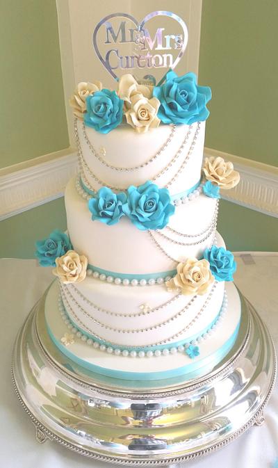 Aqua Elegance Wedding Cake - Cake by mike525