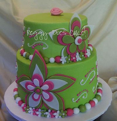 Green and Pink Cake - Cake by Peggy Does Cake