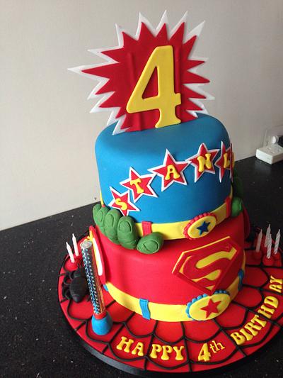 Double celebration superhero cake - Cake by Donnajanecakes 