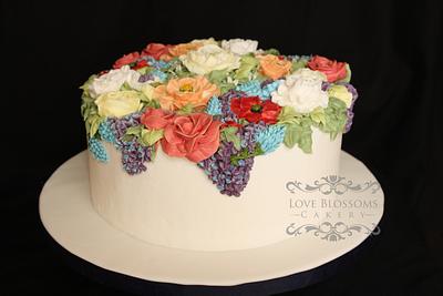 Buttercream Spring Flowers - Cake by Love Blossoms Cakery- Jamie Moon