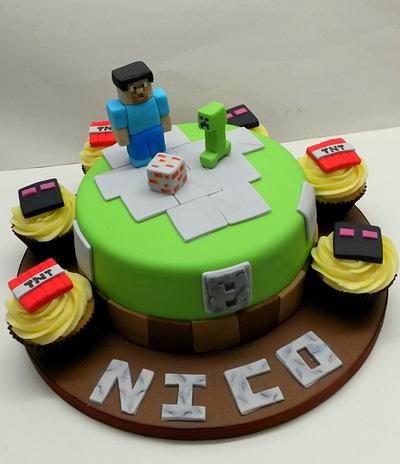 Minecraft Cake & Cupcakes - Cake by Sarah Poole