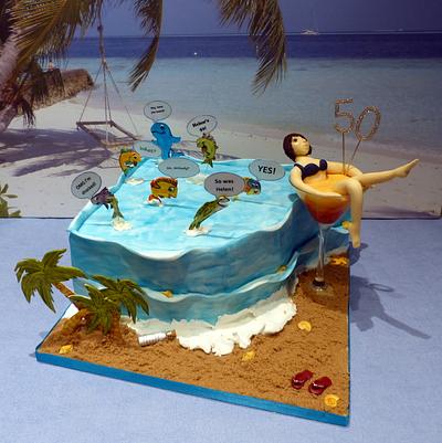 Sunshine and Cocktails 50th Birthday Cake.... - Cake by Deeliciousanddivine