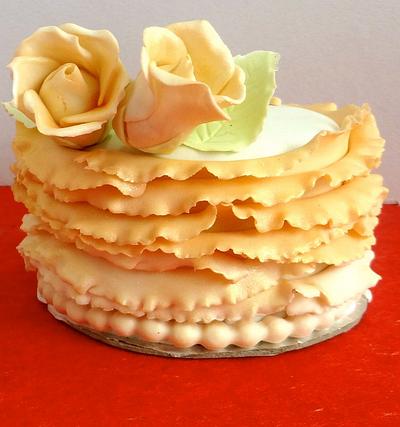 Peach & Roses Mini Cake - Cake by KnKBakingCo