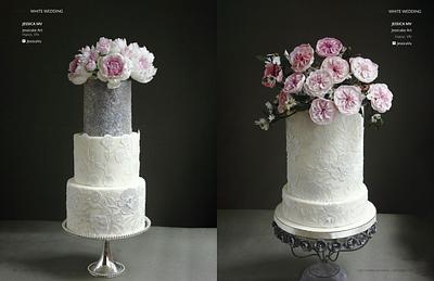 Cake Central Magazine Volume 5 issue 3 White wedding sparkle feature - Cake by Jessica MV