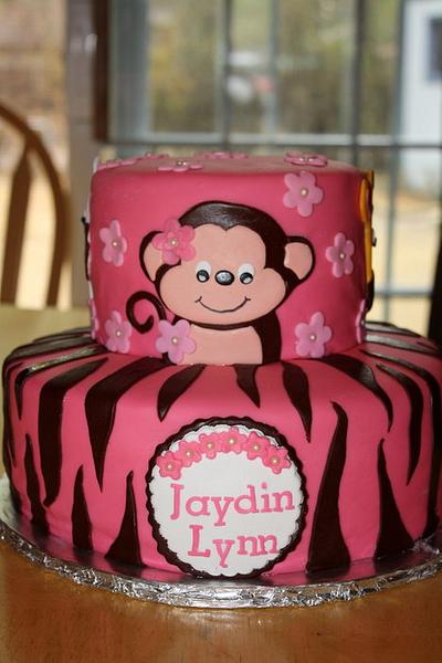 Brown and Pink Zebra Print Jungle Babies Cake - Cake by Michelle