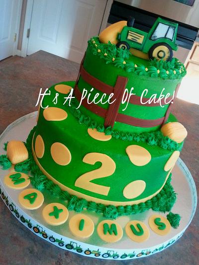 Buttercream Tractor Cake, Fondant Accents - Cake by Rebecca
