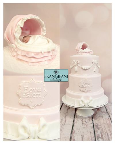 Sweet pink christening cake - Hempeä vaaleanpunainen ristiäiskakku - Cake by Frangipani Bakery