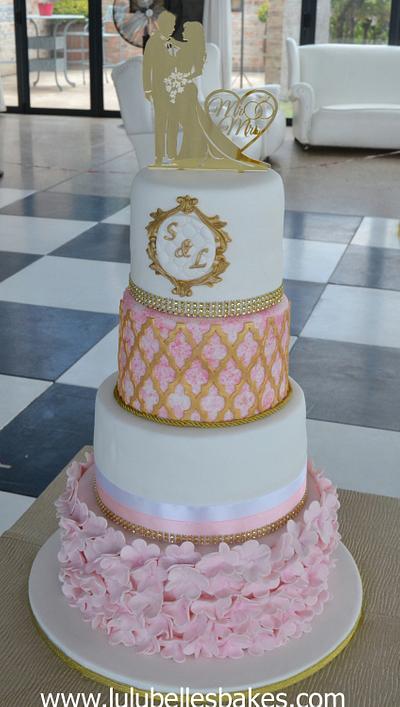 PINK RUFFLE WEDDING CAKE - Cake by Lulubelle's Bakes