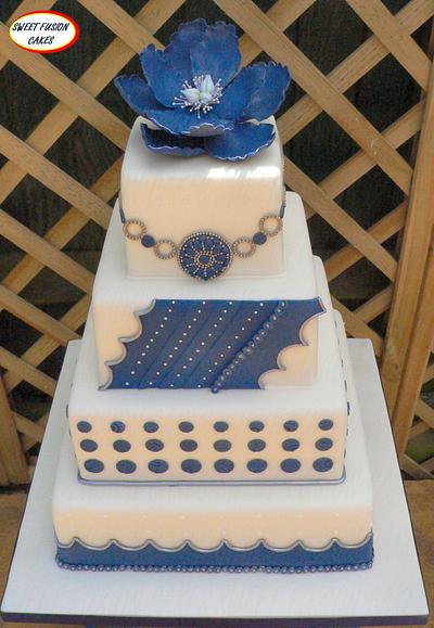 Blue Peony cake - Cake by Sweet Fusion Cakes (Anjuna)