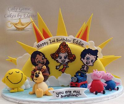 Sunshine cake with favourite TV characters - Cake by Elaine Bennion (Cake Genie, Cakes by Elaine)