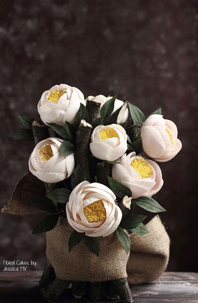 OPEN PEONY WITH CUPPED PETALS - Cake by Jessica MV