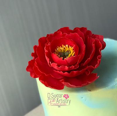 Bean Paste Open Peony - Cake by D Sugar Artistry - cake art with Shabana