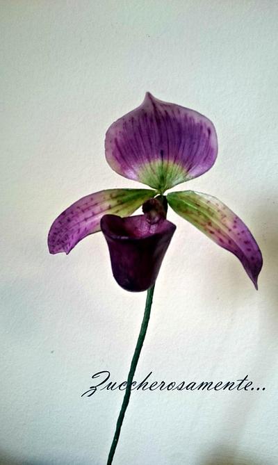 Gumpaste slipper orchid - Cake by Silvia Tartari
