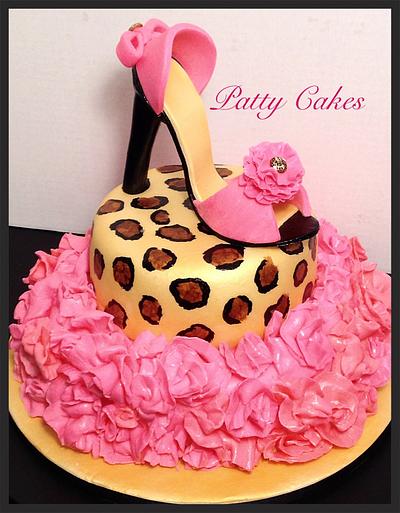 Ruffle leopard shoe cake - Cake by Patty Cakes Bakes