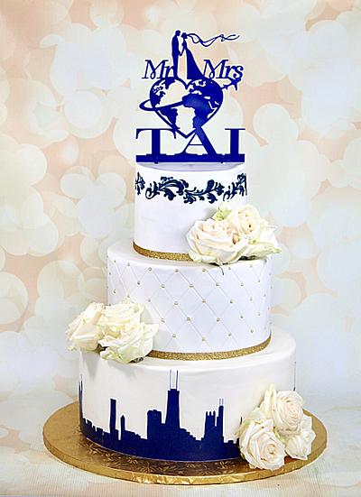 Chicago skyline wedding cake  - Cake by soods