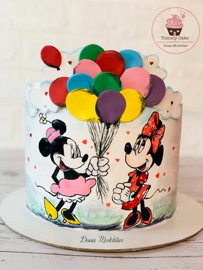 Hand painting mimie mouse cake - Cake by Doaa Mokhtar