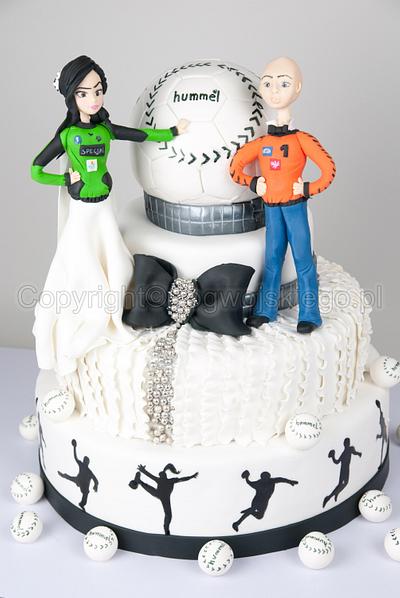 Wedding Cake for sports handball couple / Tort weselny dla sportowców piłka ręczna - Cake by Edyta rogwojskiego.pl
