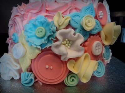 Buttons, Flowers and Ruffles - Cake by The Cakery 