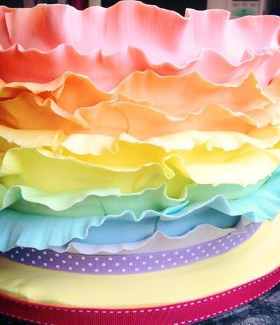 Ombre rainbow ruffle/frill cake - Cake by Joanna