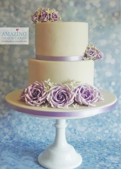 Lilac Rose Wedding Cake - Cake by Amazing Grace Cakes