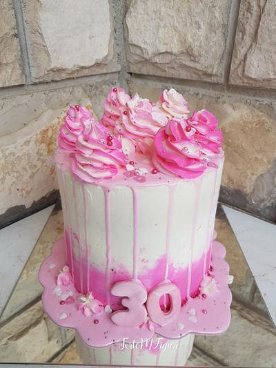 Pink buttercream bday cake - Cake by TorteMFigure