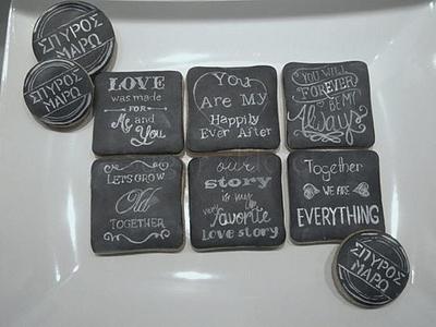 chalkboard wedding cookies - Cake by Sugar Addict by Alexandra Alifakioti