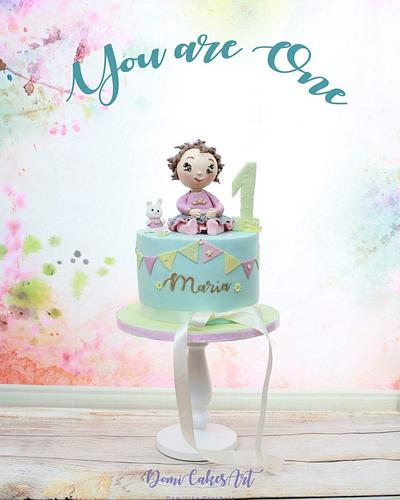 Baby girl is 1 - Cake by DomiCakesArt
