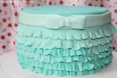 Green ombre ruffle cake - Cake by TattooedCake