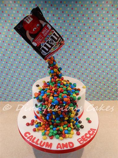 M&Ms Gravity defying cake - Cake by Dinkylicious Cakes