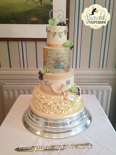 Vintage 'Travel' Inspired Wedding Cake - Cake by Sparkle Cupcakes