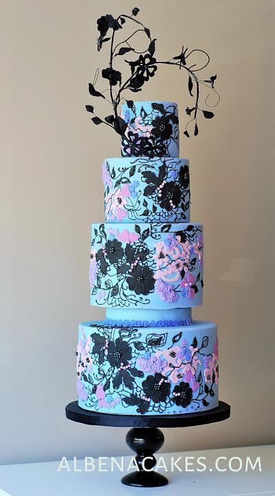 Lavender Black Lace Cake - Cake by Albena