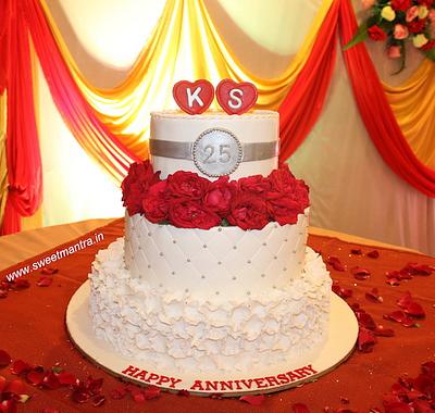 3 tier 25th Anniversary cake - Cake by Sweet Mantra Homemade Customized Cakes Pune