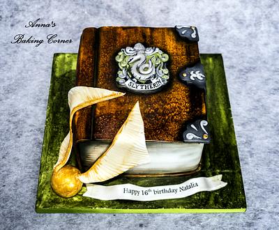 Harry Potter Slytherin book cake - Cake by Anna's Baking Corner