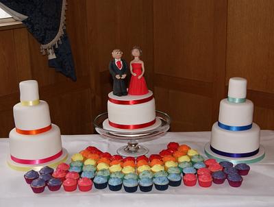 Rainbow Wedding Cakes and Cupcakes - Cake by Jayne Plant