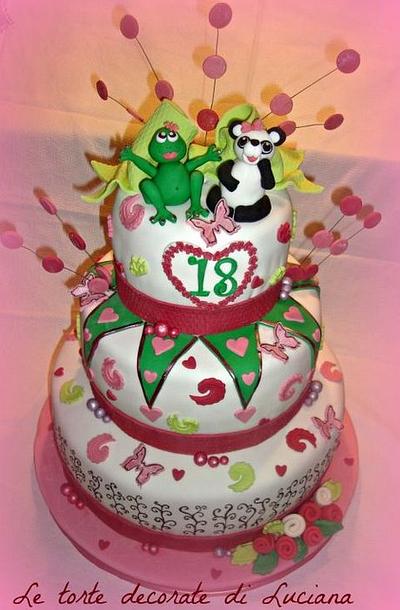 frog & panda cake 18th - Cake by luciana