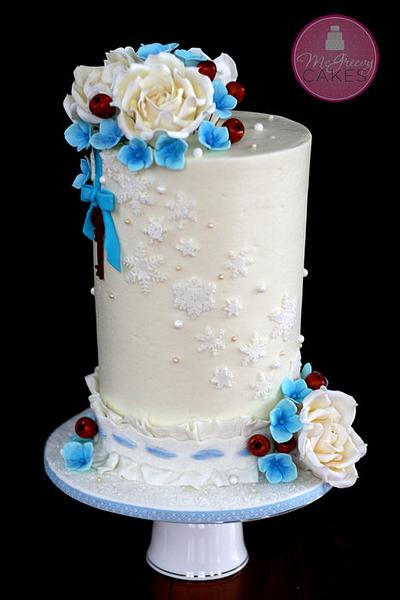 Double Barrel Snowflake Wedding - Cake by Shawna McGreevy