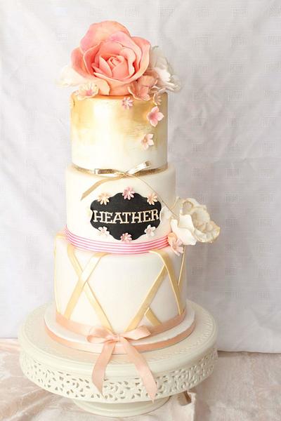Peachy Pink and Gold Birthday Cake - Cake by Sugar & Bows