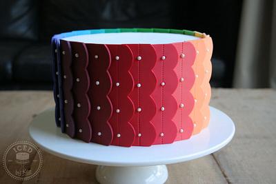 Graduating Rainbow Scallop Ruffle Cake  - Cake by IcedByKez