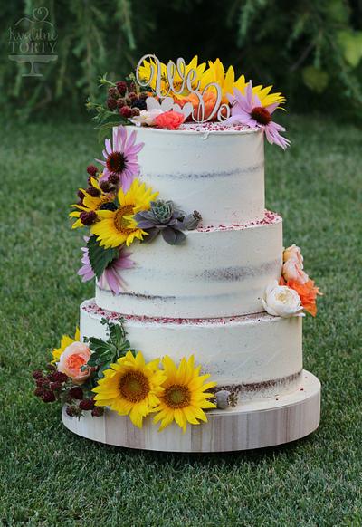 sunflower wedding cake :  - Cake by Lucya 