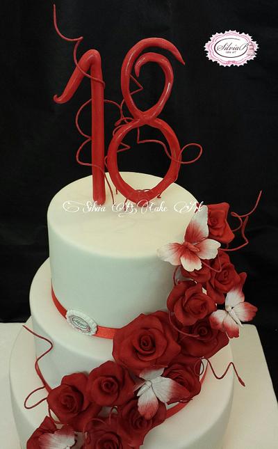 Red and white 18th birthday  - Cake by silvia B.cake art