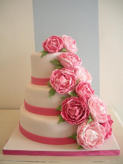 Peonies Wedding Cake - Cake by SweetMamaMilano