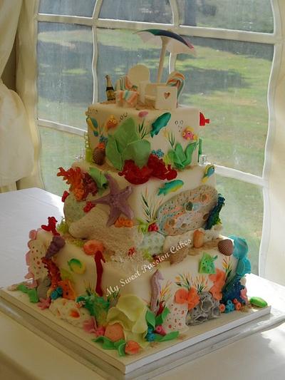 Beach and Coral Wedding Cake - Cake by Beata Khoo