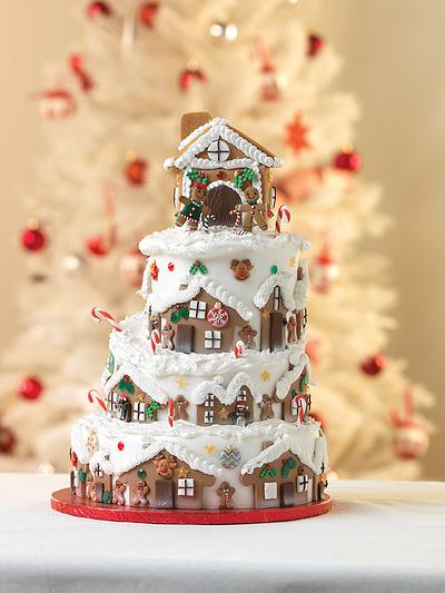 4 Tier Christmas Cake and Gingerbread House - Cake by Culpitt Cake Club